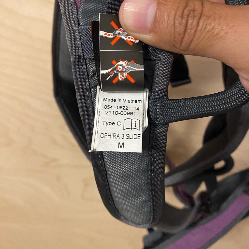 Mammut Women Ophir 3 Slide Climbing Harness in Purple and Gray Size Medium - Picture 4 of 5